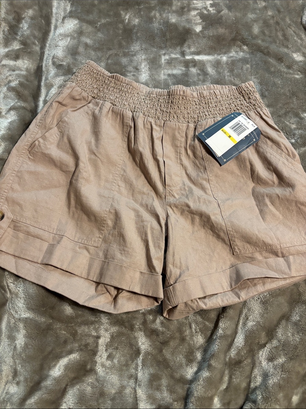 Democracy High Rise Linen Blend High Rise Shorts.